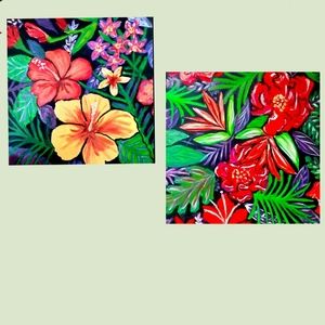 Tropical Floral Pair Gallery Wrapped Canvas